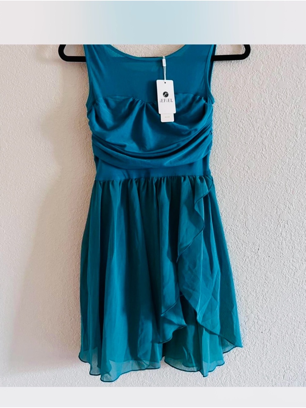 Eiffel Teal Sleeveless Chiffon Cocktail Dress